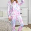 Roza tie dye pleten komplet Claire z joggerji in s kapuco