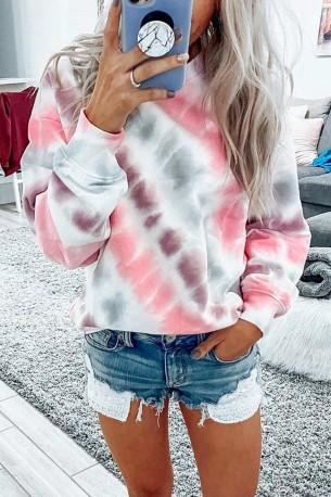 Roza tie dye pulover Leah za vsakdan