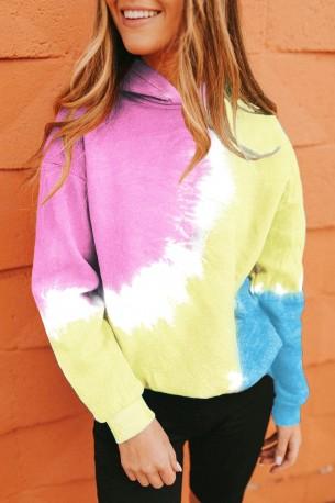 Roza tie dye pulover s kapuco Aurora