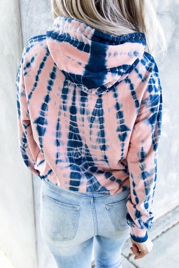 Roza tie dye pulover s kapuco Hazel