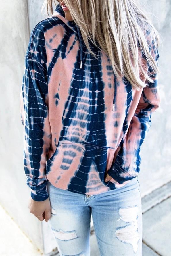 Roza tie dye pulover s kapuco Hazel