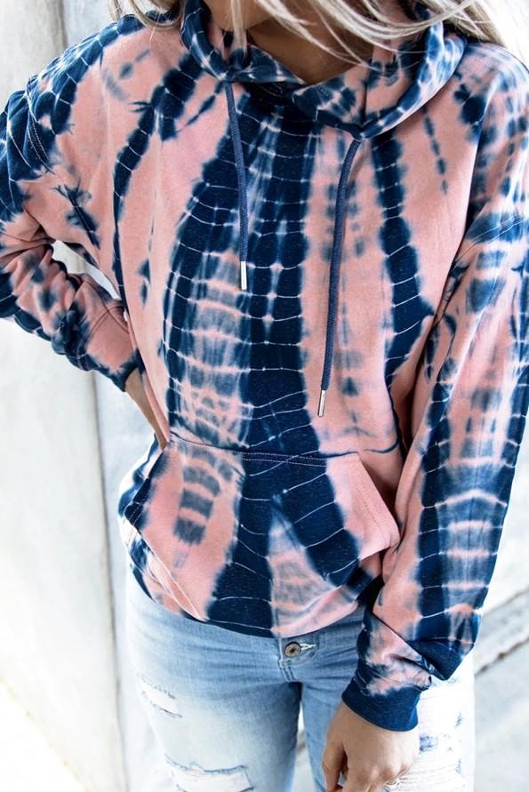 Roza tie dye pulover s kapuco Hazel