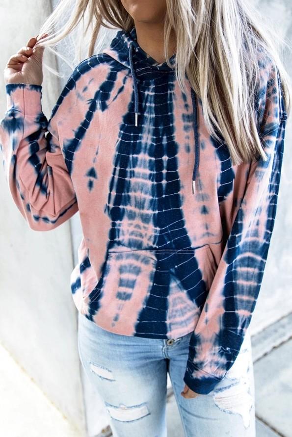 Roza tie dye pulover s kapuco Hazel