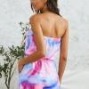 Roza tie dye romper Lara z odprtimi rameni