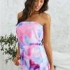 Roza tie dye romper Lara z odprtimi rameni