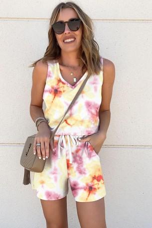 Rumena tie dye komplet kratka majica Jessica