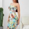 Rumena tropska bodycon obleka Maddison