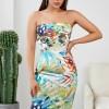 Rumena tropska bodycon obleka Maddison