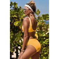 Rumene dvodelne kopalke Kira s sprednjim vozlom