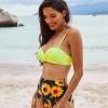 Rumeni push up bikini Shiloh z visokim pasom