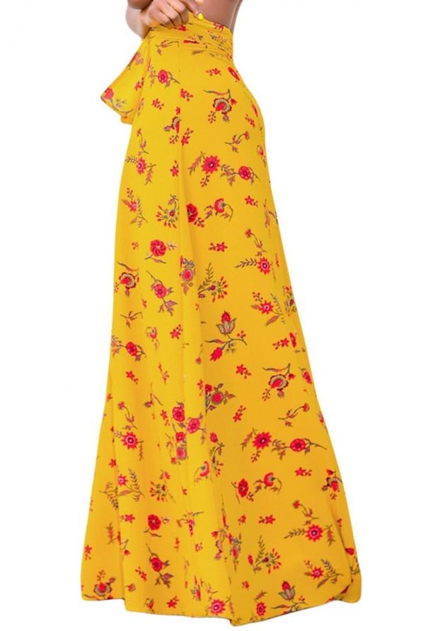 Rumeno cvetlično maksi krilo Frankie