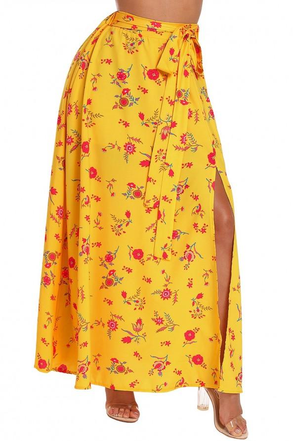 Rumeno cvetlično maksi krilo Frankie