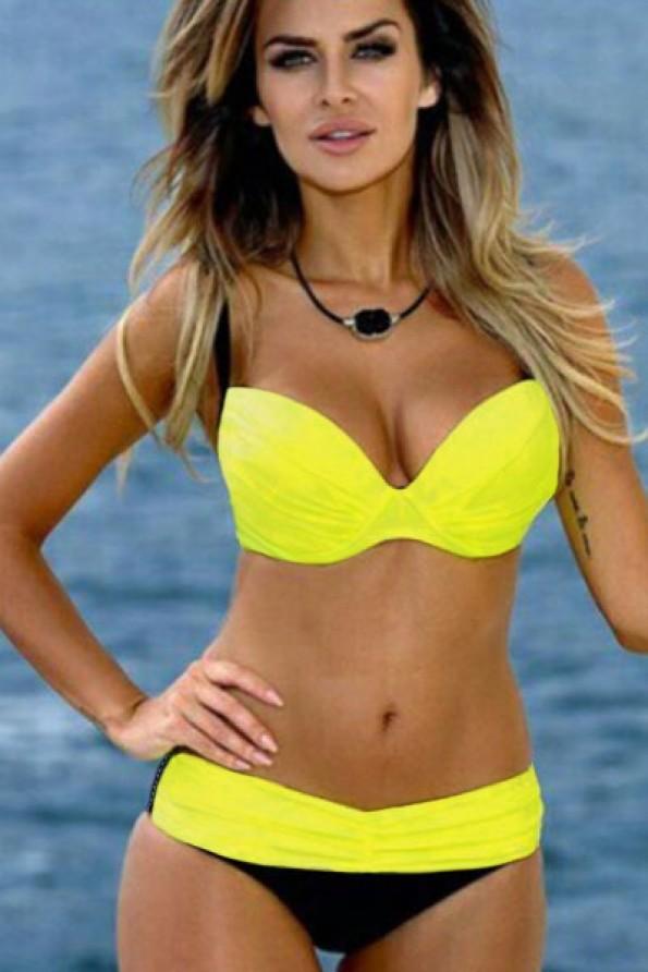 Seksi rumeni oblazinjeni bikini komplet Yeloya