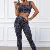 Siv joga komplet Hope z leopardjim potiskom