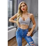 Siv modrček Reese s čipkami