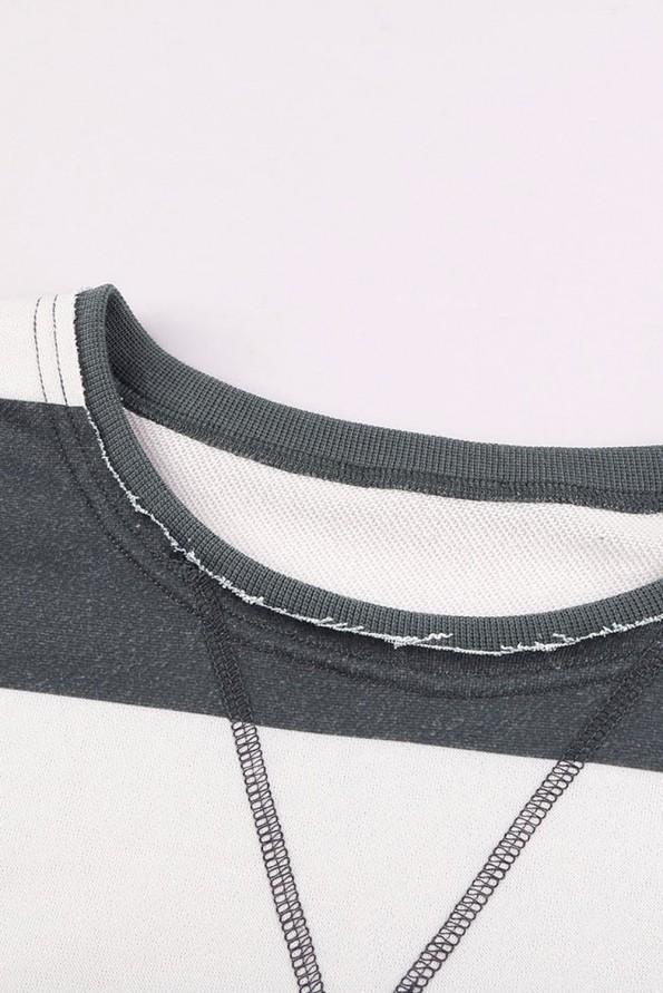 Siv prevelik pulover Valentina z okroglim ovratnikom