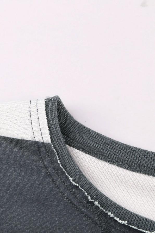 Siv prevelik pulover Valentina z okroglim ovratnikom