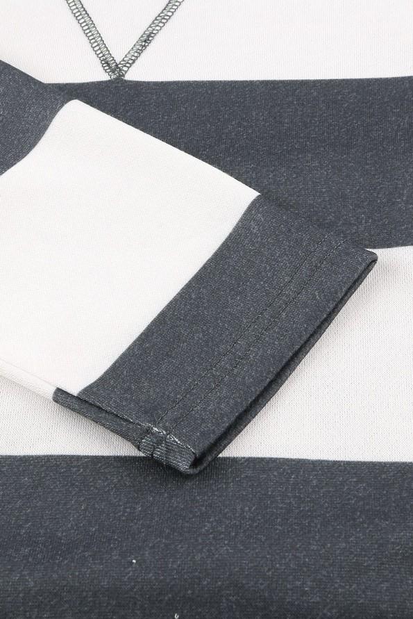 Siv prevelik pulover Valentina z okroglim ovratnikom