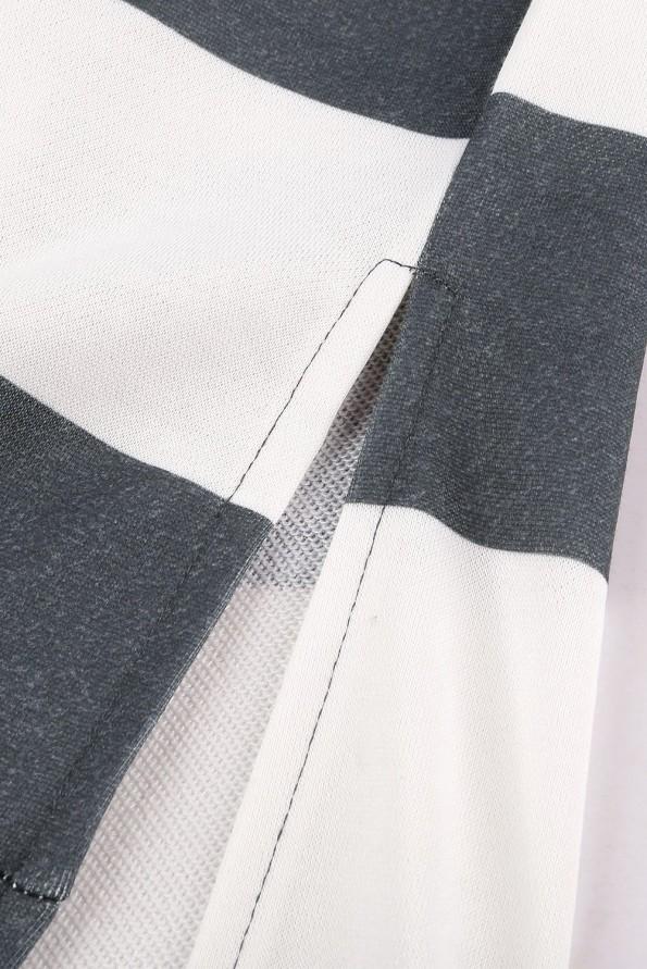 Siv prevelik pulover Valentina z okroglim ovratnikom