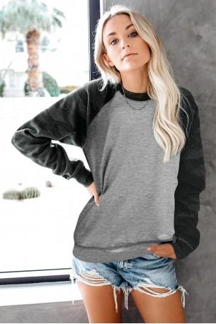 Siv pulover Julianna s kamuflažnimi rokavi
