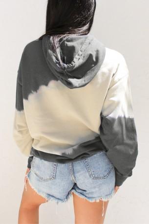Siv tie dye ohlapen pulover Sofia z žepi
