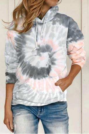 Siv tie dye pulover s kapuco Lily