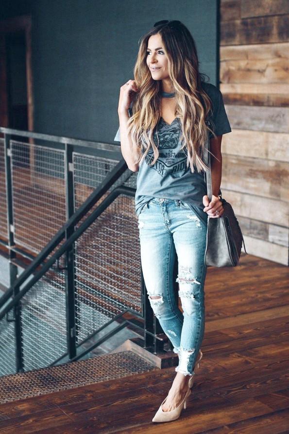 Siva kratka majica Alejandra z napisom