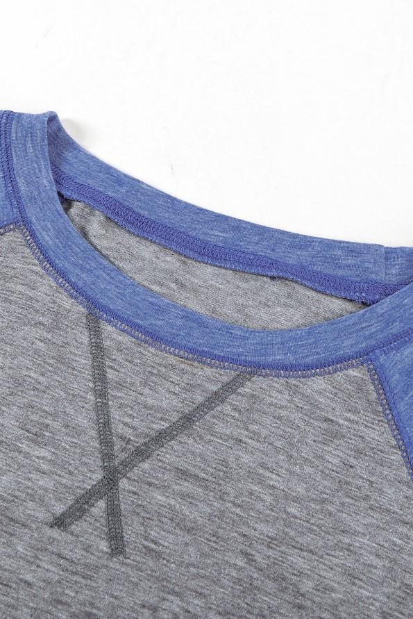 Siva kratka majica Lilah z raglan rokavi
