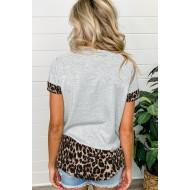 Siva kratka majica Odissia z žepom iz bleščic