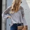 Siva ohlapna bluza Autumn na gumbe