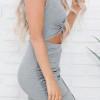 Siva oprijeta obleka Evelynn s pregibom