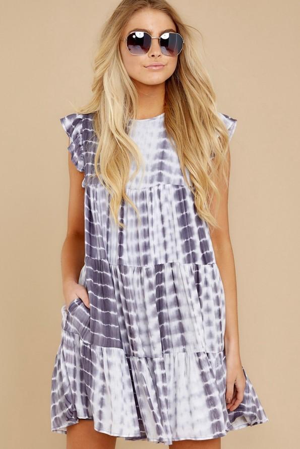 Siva tie dye obleka Eliana