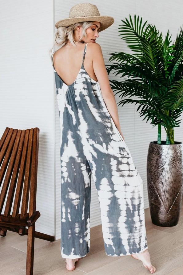 Sive široke dolge hlače romper Jazlyn