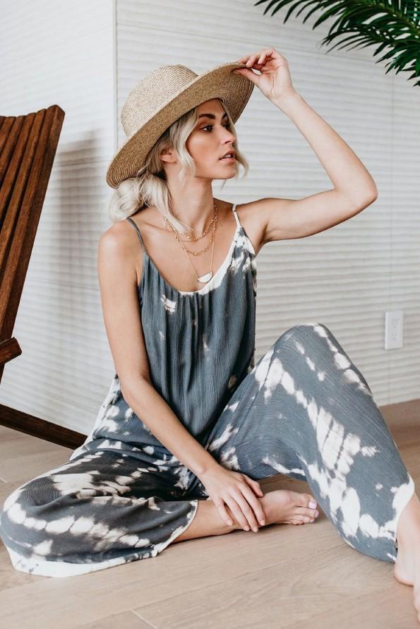 Sive široke dolge hlače romper Jazlyn