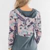 Sivi boho tisk pulover s kapuco Daisy