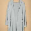 Sivi dolgi odprti pulover s kapuco Selena