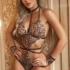 Spodnje perilo leopard z odprtim hrbtom Teana