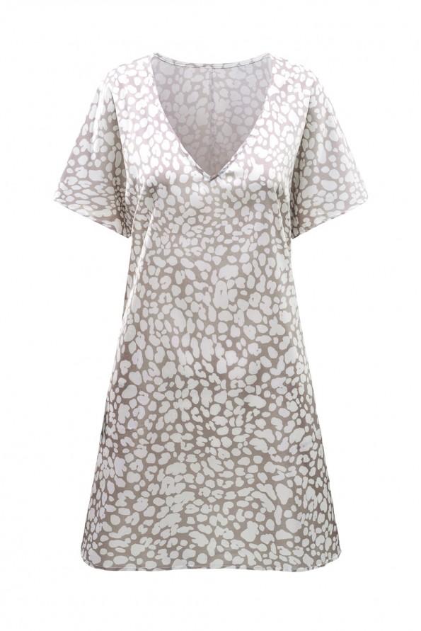 Sproščena majica obleka Maya z polovičnimi rokavi in žepi