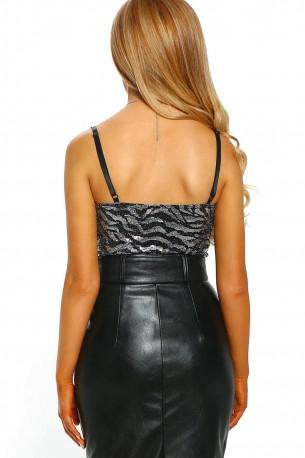 Srebrno bleščeč bodysuit Keira