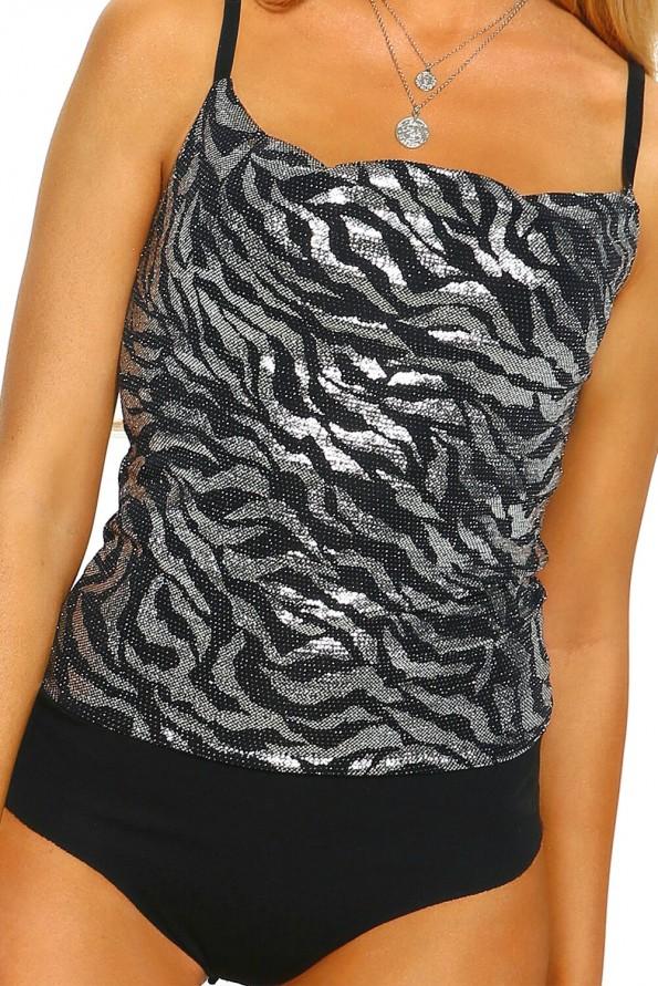 Srebrno bleščeč bodysuit Keira
