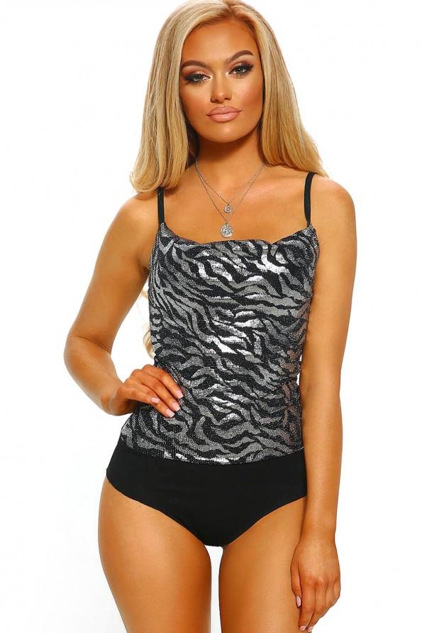 Srebrno bleščeč bodysuit Keira