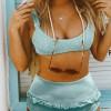 Svetlo moder bikini Averie z visokim pasom