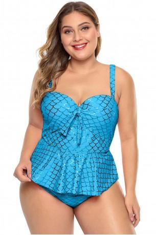Svetlo moder peplum tankini Oakleigh za močnejše