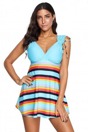 Svetlo moder tankini Evelynn s kratkimi hlačami za kopanje