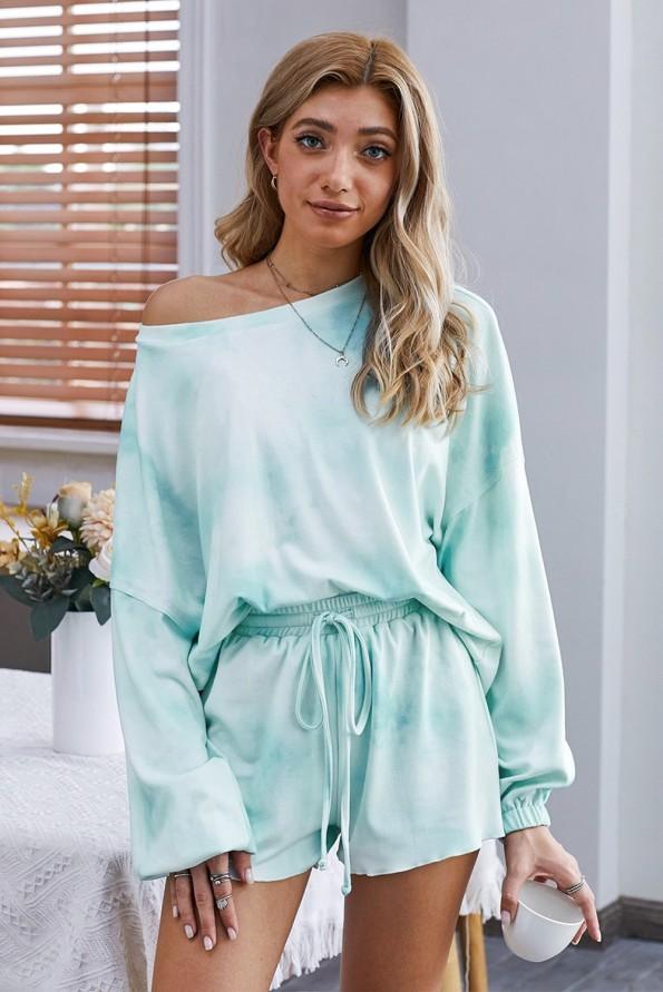 Svetlo moder tie dye komplet Summer pižame