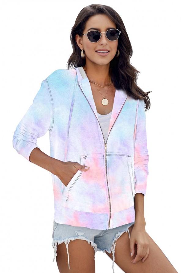 Svetlo moder tie dye ohlapen pulover Josephine