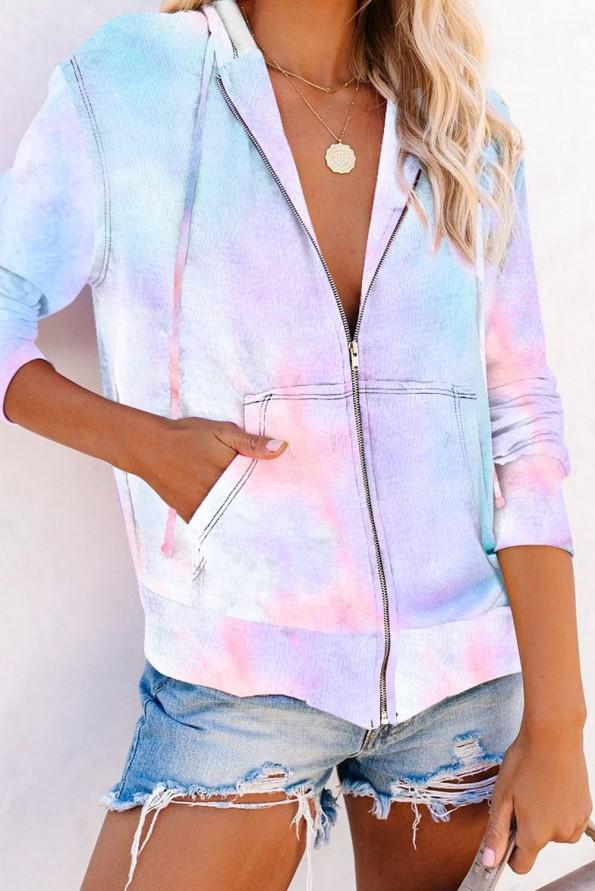 Svetlo moder tie dye ohlapen pulover Josephine