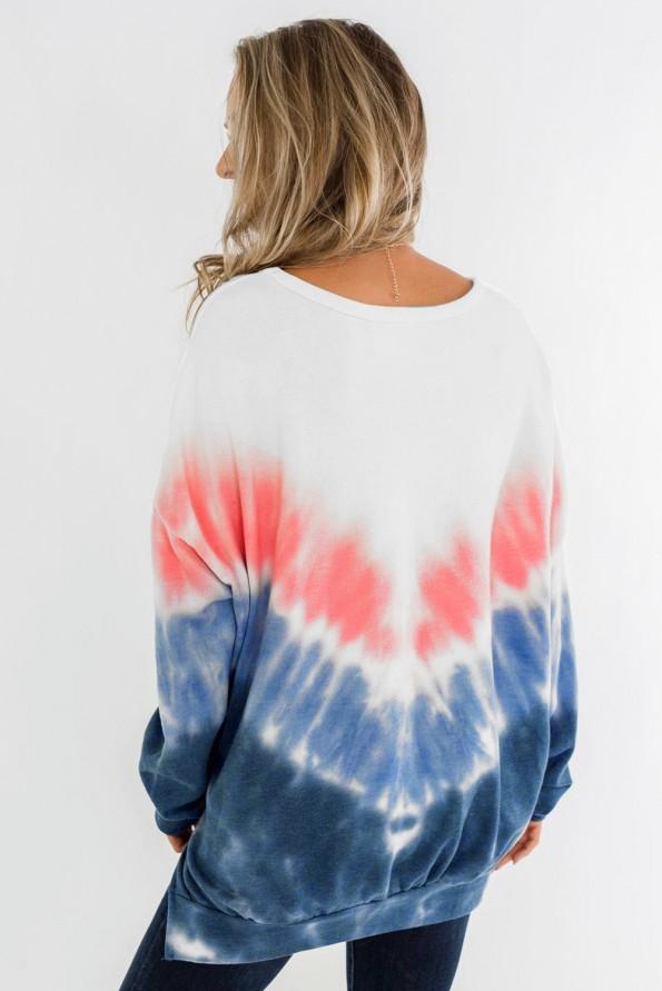 Svetlo moder tie dye ombre pulover Allison