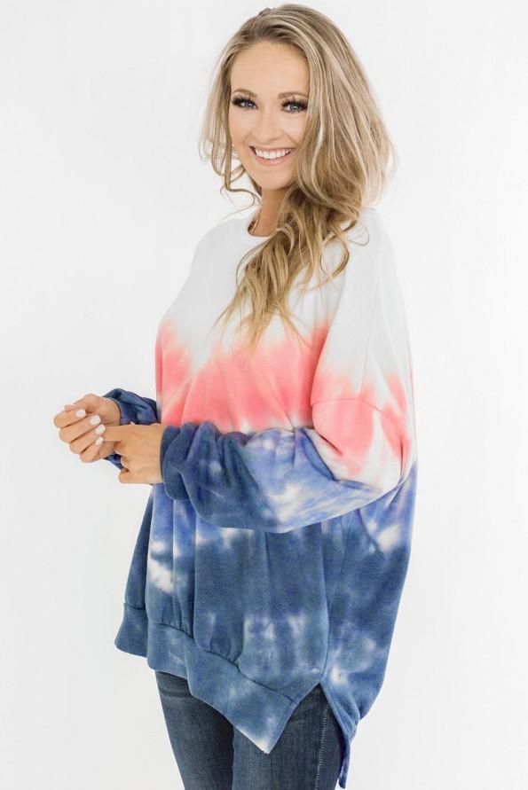 Svetlo moder tie dye ombre pulover Allison