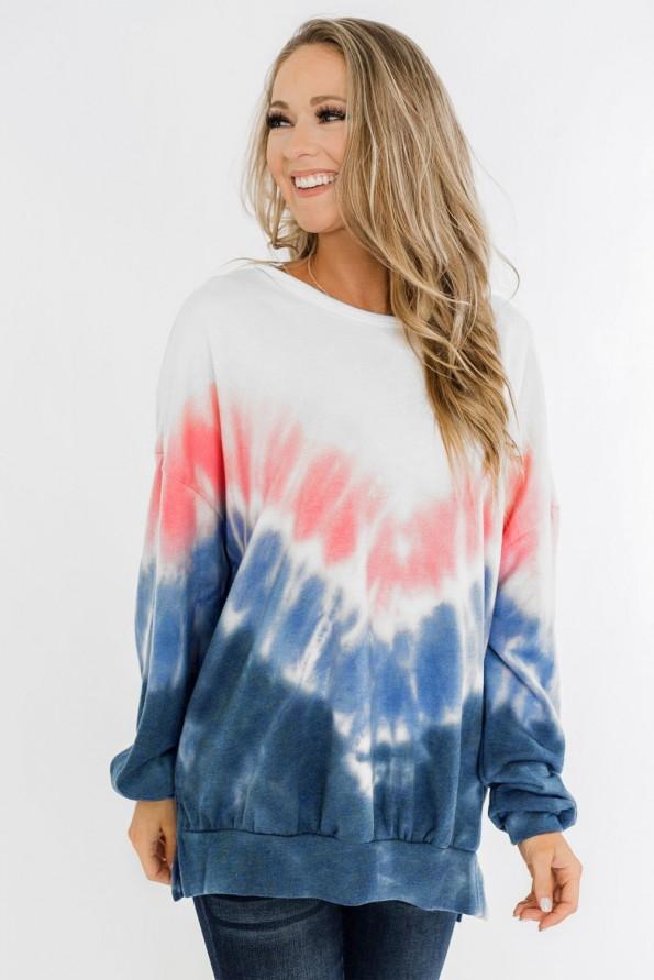 Svetlo moder tie dye ombre pulover Allison